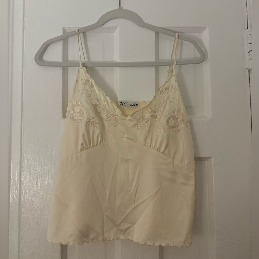 Zara Cream Satin Lace Trim Cami